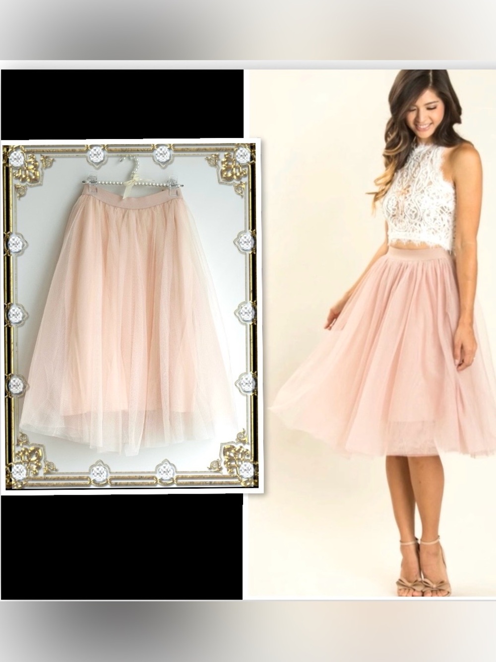 Esley Beautiful Lt. cream peach Tulle skirt